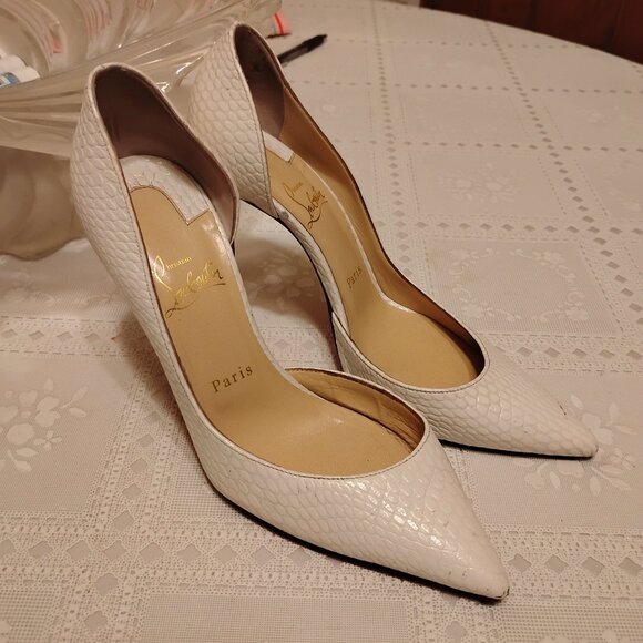 Christian Louboutin Iriza 100 Calfskin Jurassic Bianco (White), 85mm, Size 38 - Picture 6 of 12